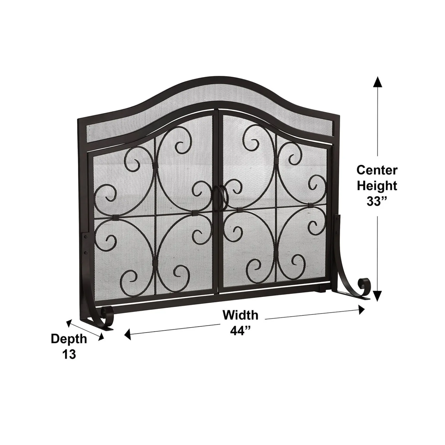 Plow & Hearth Fireplace Screens With Doors>Large Crest Fireplace Screen With Doors Black