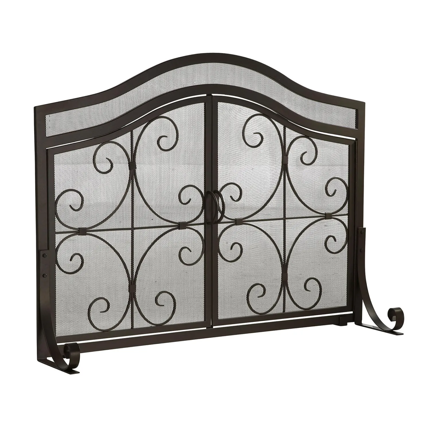 Plow & Hearth Fireplace Screens With Doors>Large Crest Fireplace Screen With Doors Black
