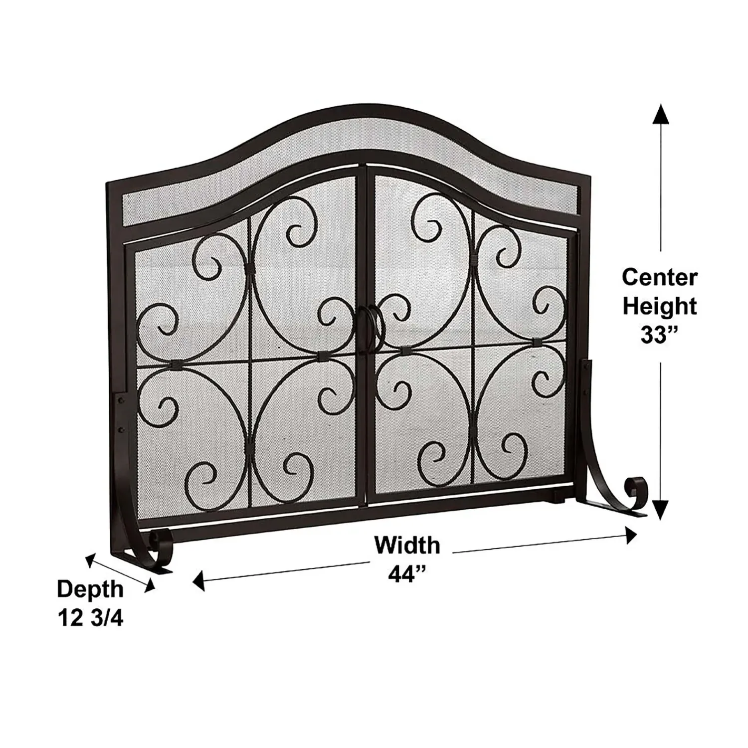 Plow & Hearth Fireplace Screens With Doors>Large Crest Flat Guard Fireplace Screen Black