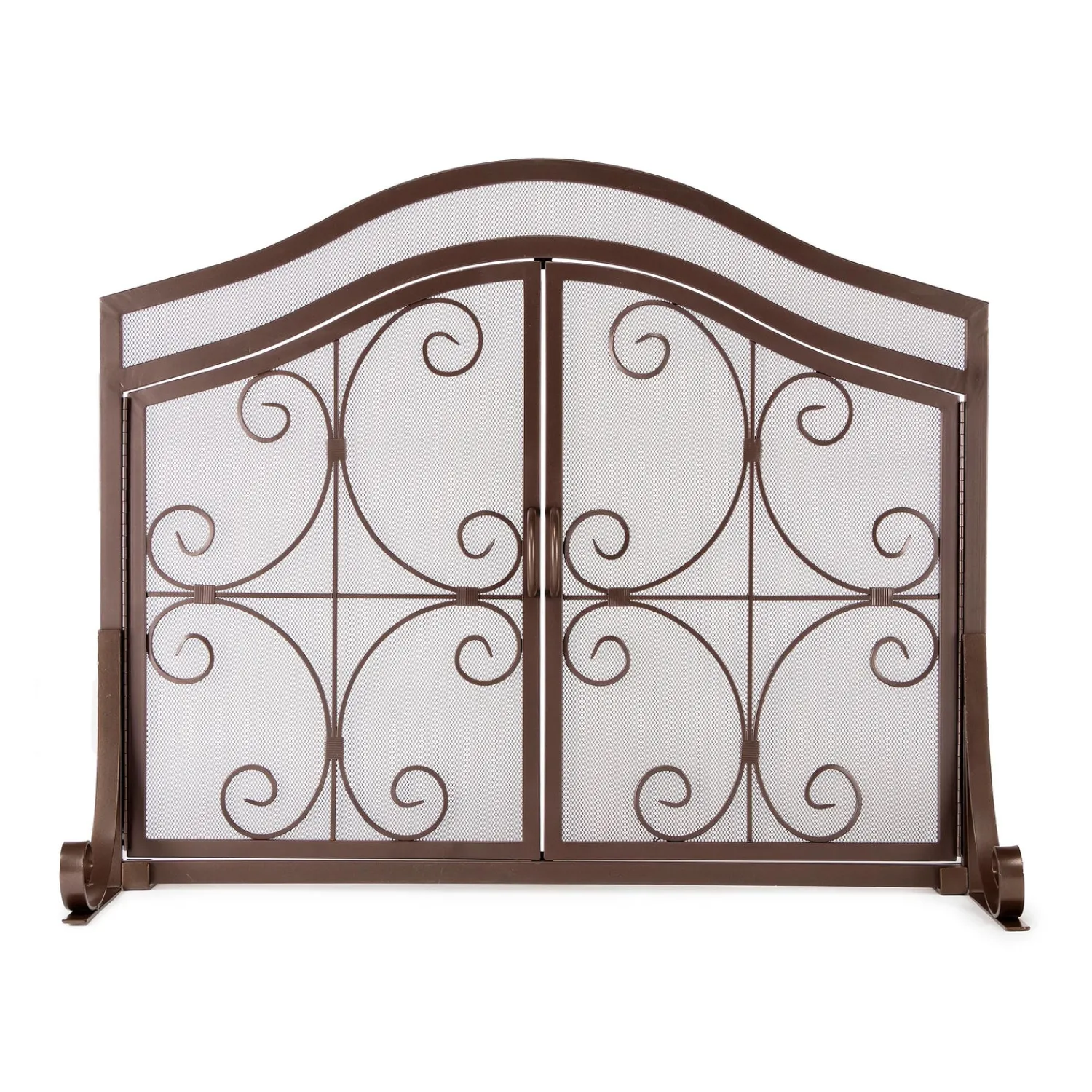 Plow & Hearth Fireplace Screens With Doors>Large Crest Flat Guard Fireplace Screen Copper