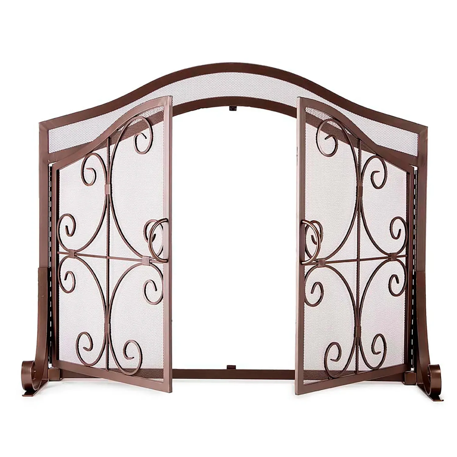 Plow & Hearth Fireplace Screens With Doors>Large Crest Flat Guard Fireplace Screen Copper