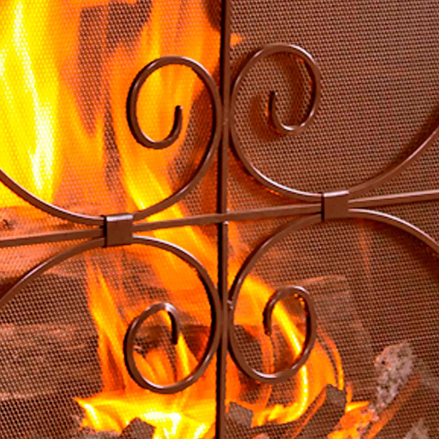 Plow & Hearth Fireplace Screens With Doors>Large Crest Flat Guard Fireplace Screen Copper
