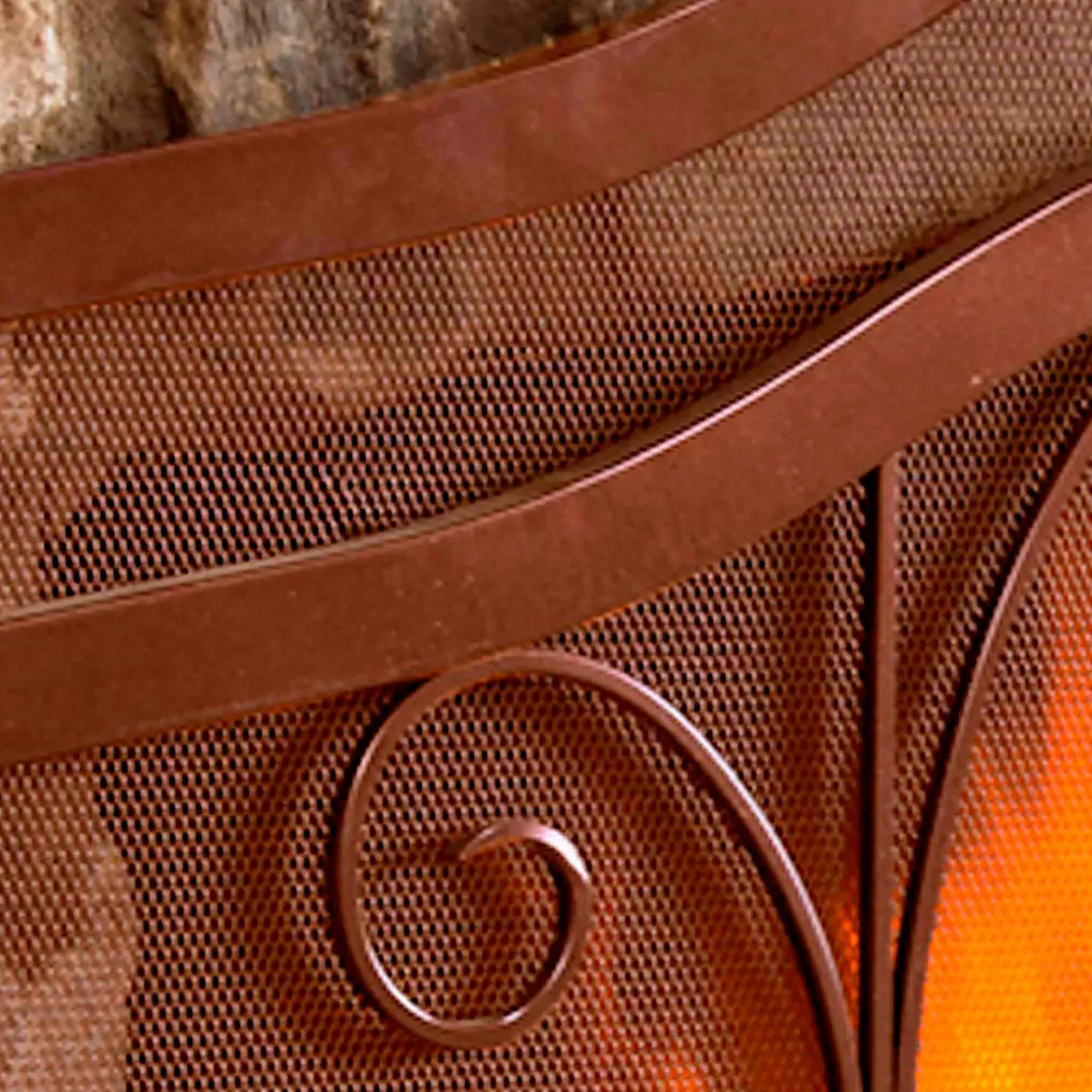 Plow & Hearth Fireplace Screens With Doors>Large Crest Flat Guard Fireplace Screen Copper