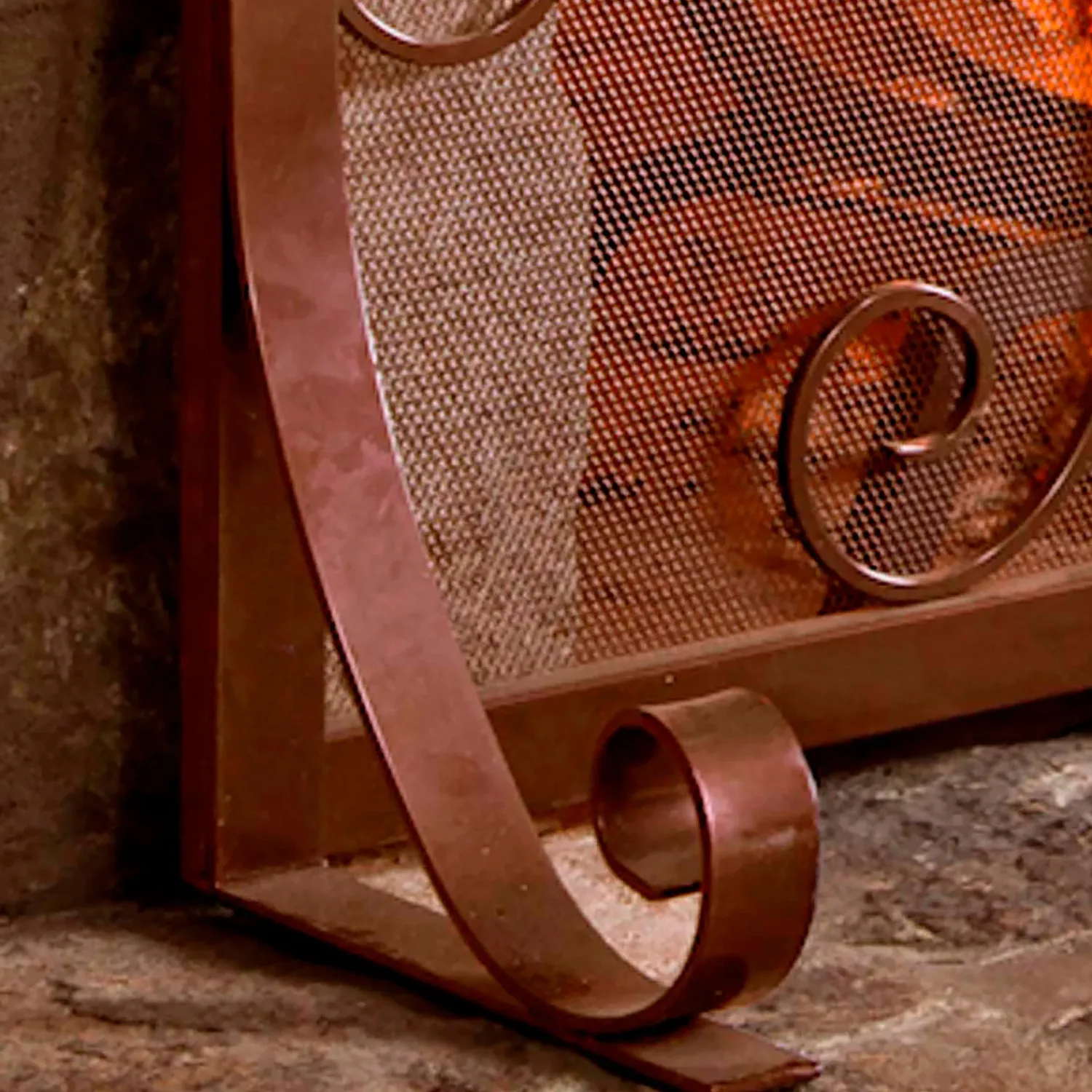 Plow & Hearth Fireplace Screens With Doors>Large Crest Flat Guard Fireplace Screen Copper