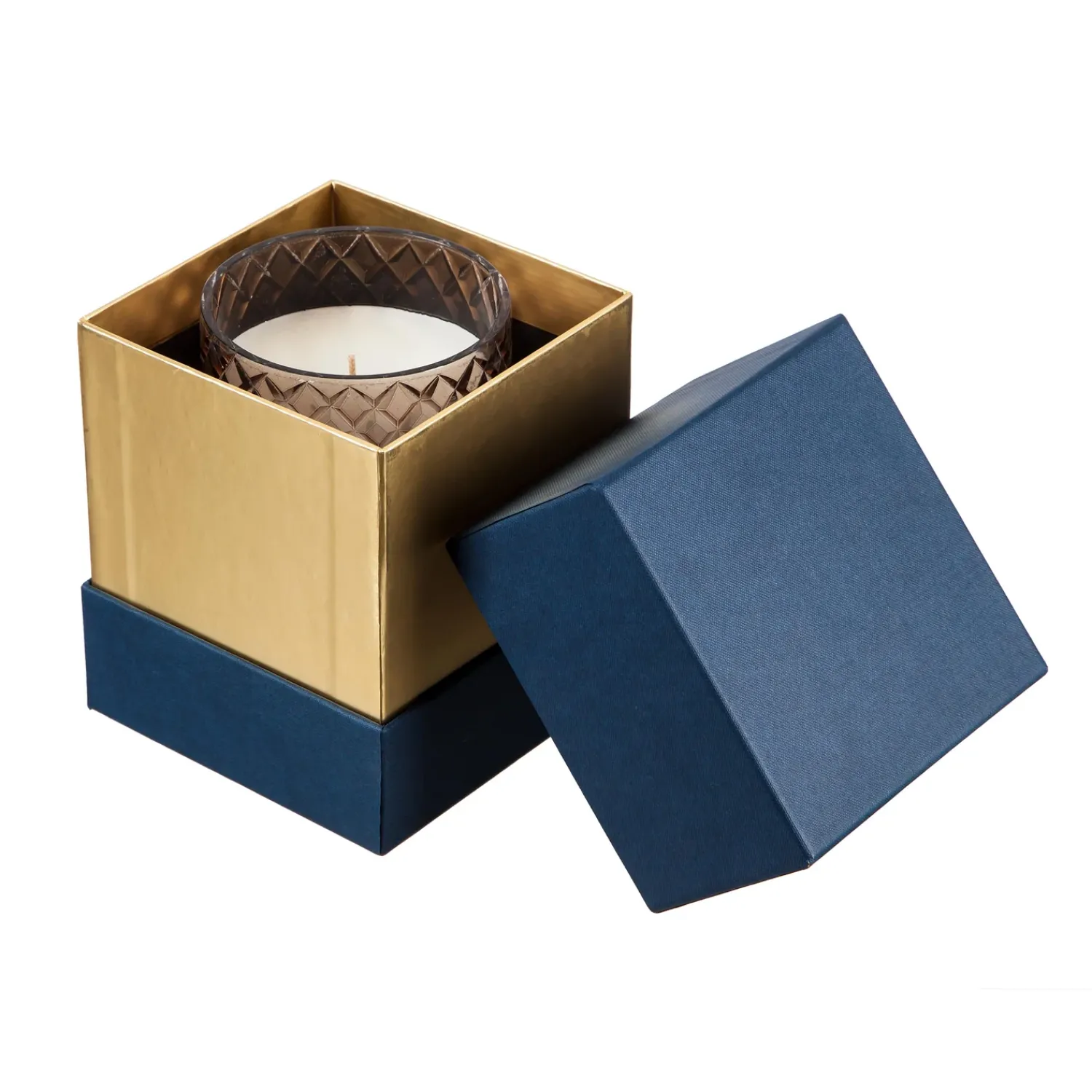 Plow & Hearth Decorative Accents|Candles & Lanterns>Large Diamond Cut Glass Candle Smokey Quartz