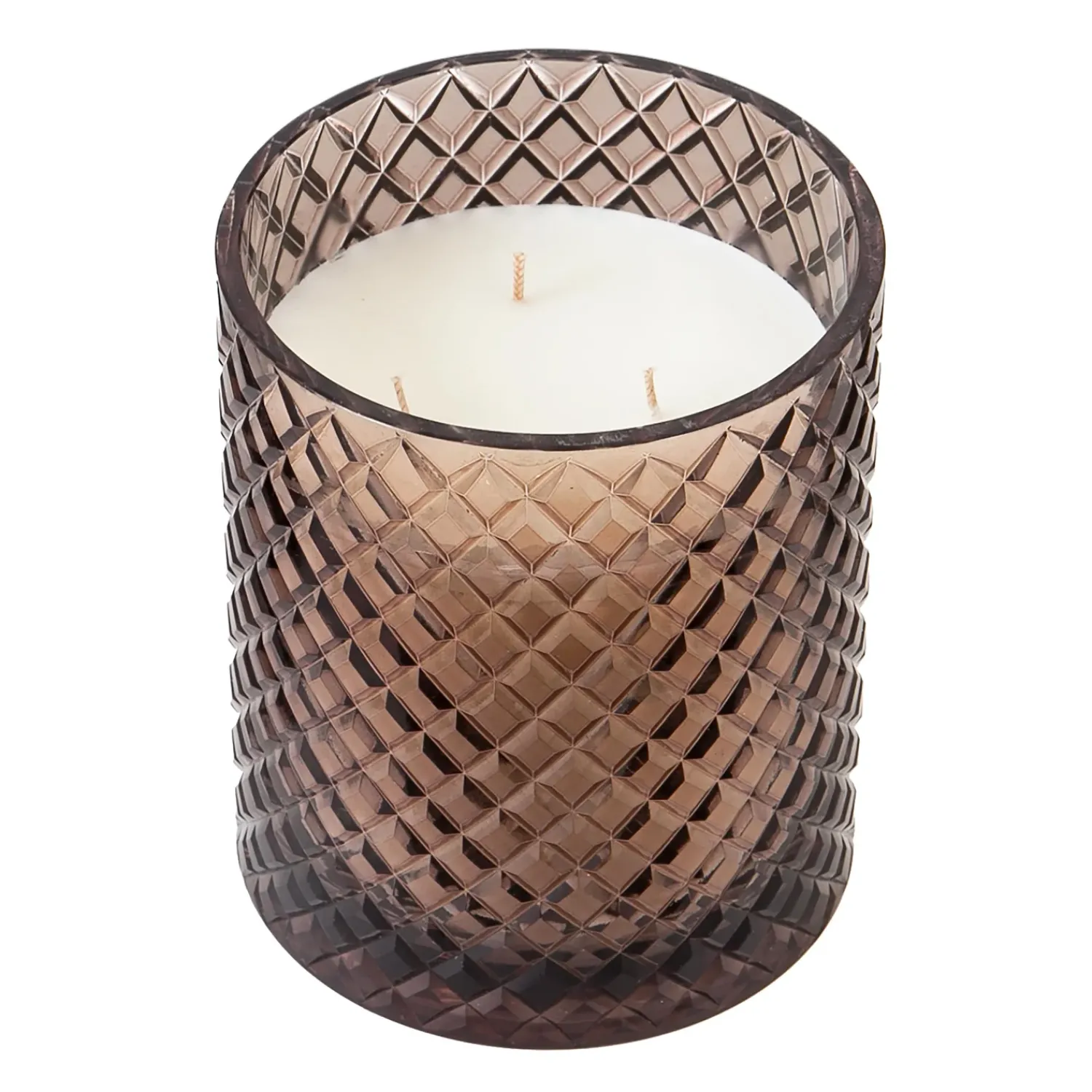Plow & Hearth Decorative Accents|Candles & Lanterns>Large Diamond Cut Glass Candle Smokey Quartz