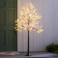 Plow & Hearth Lighted Trees & Garlands>Large Indoor/Outdoor Electric Lighted Baby's Breath Tree, 6'H