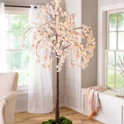 Plow & Hearth Lighted Trees & Garlands>Large Lighted Faux Weeping Cherry Tree, 6'H