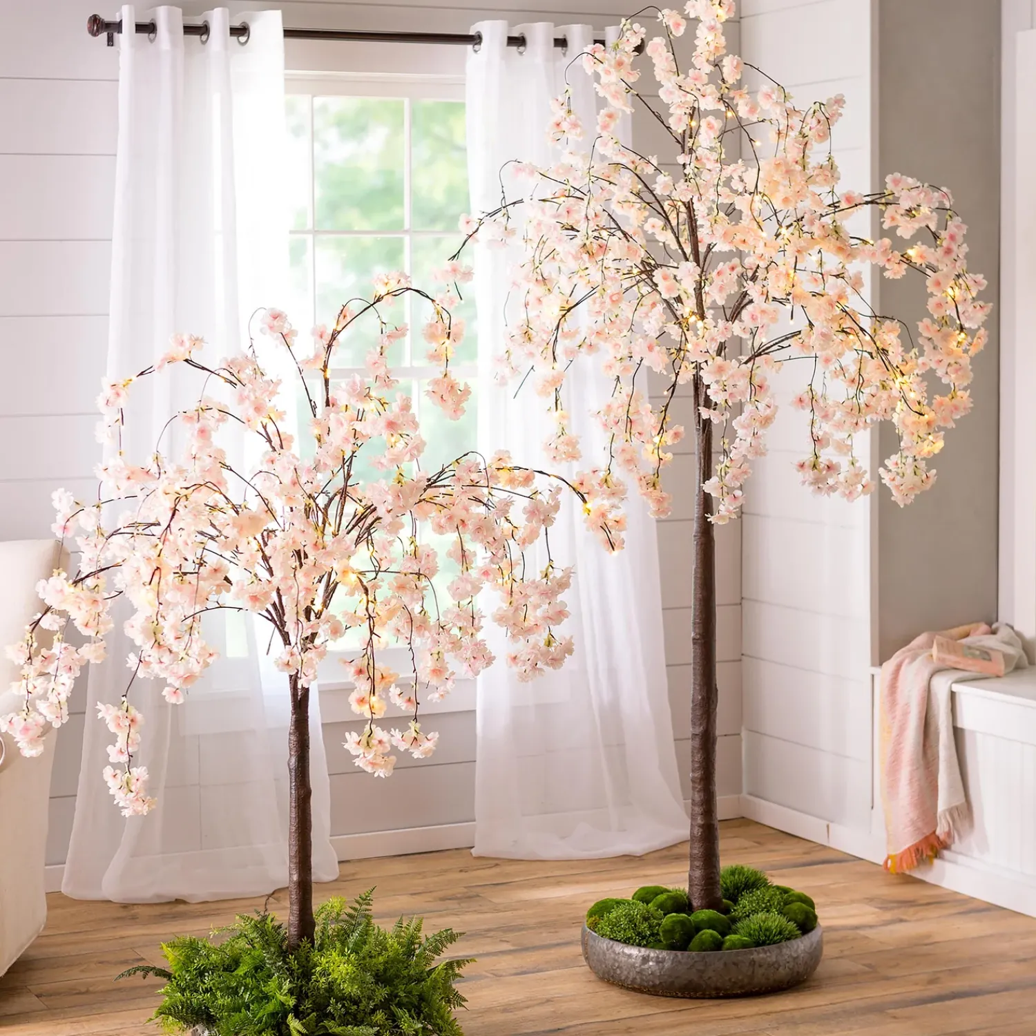 Plow & Hearth Lighted Trees & Garlands>Large Lighted Faux Weeping Cherry Tree, 6'H