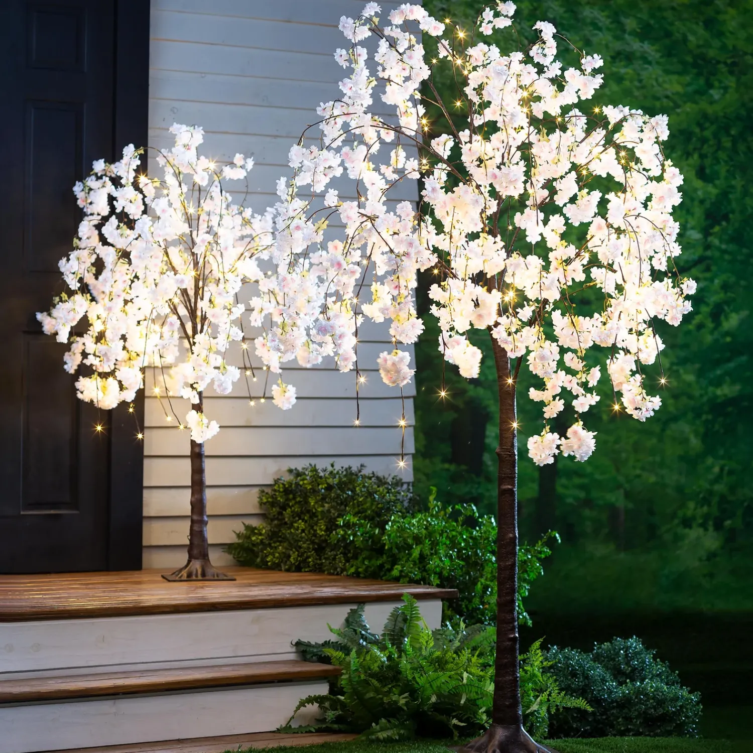 Plow & Hearth Lighted Trees & Garlands>Large Lighted Faux Weeping Cherry Tree, 6'H