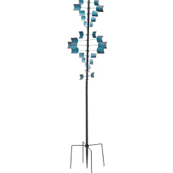 Plow & Hearth Wind Spinners>Large Metal Spiral Spinner with Blue and Copper-Colored Vanes