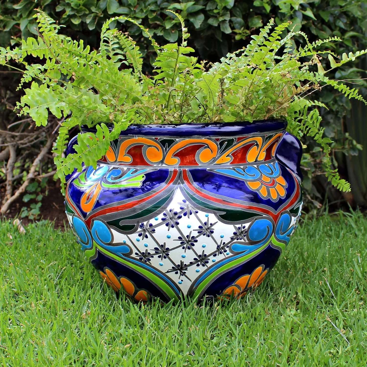 Plow & Hearth Planters & Plant Stands>Large Multicolored Talavera Chata Planter