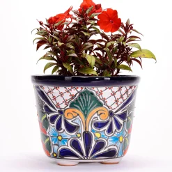 Plow & Hearth Planters & Plant Stands>Large Round Talavera Floral Pot
