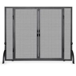 Plow & Hearth Fireplace Screens With Doors>Large Single Panel Wrought Iron Fireplace Screen with Doors Black