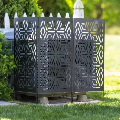 Plow & Hearth Garden Fencing & Edging|Outdoor Clean Up>Laser-Cut Metal Geometric Landscape Screen Panel Stakes