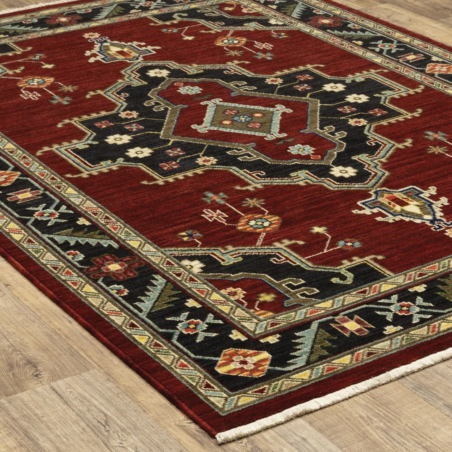 Plow & Hearth Area Rugs>Laurenburg Border Wool Rug, 5'3" x 7'6"