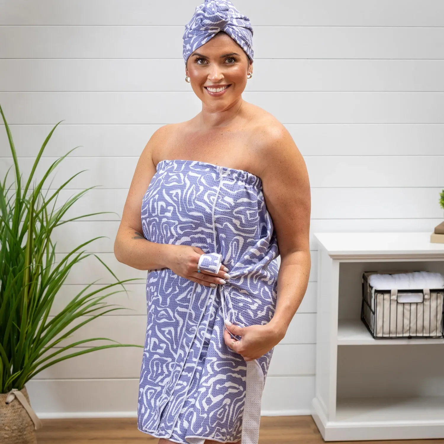 Plow & Hearth Bath Accessories>Lavender Flow Quick Dry Hair Wrap