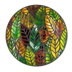Plow & Hearth Birdbaths>Leaves Hand Painted Glass Birdbath, 18"