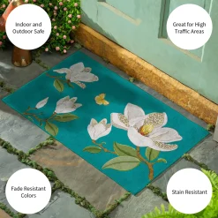Plow & Hearth Washable Mats>Leopard Magnolia Welcome Washable Indoor/ Outdoor Mat