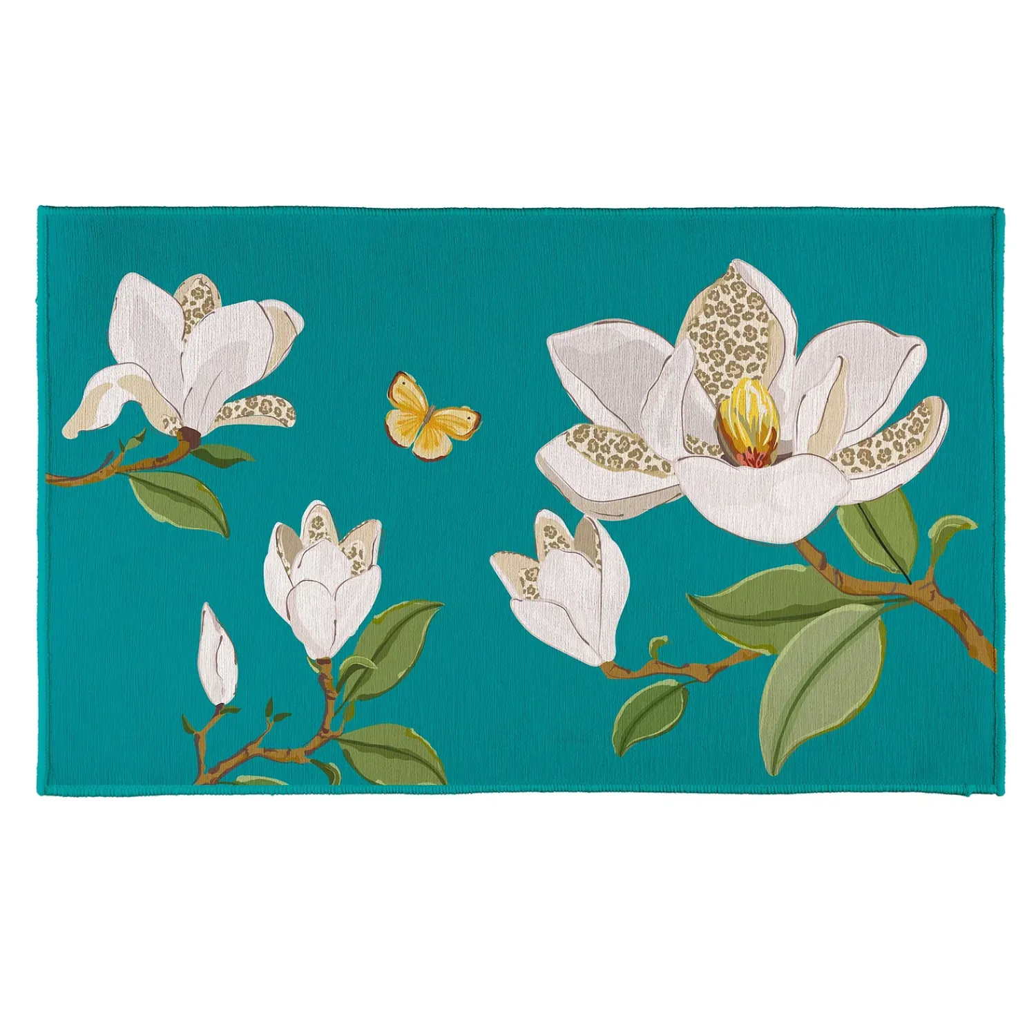 Plow & Hearth Washable Mats>Leopard Magnolia Welcome Washable Indoor/ Outdoor Mat