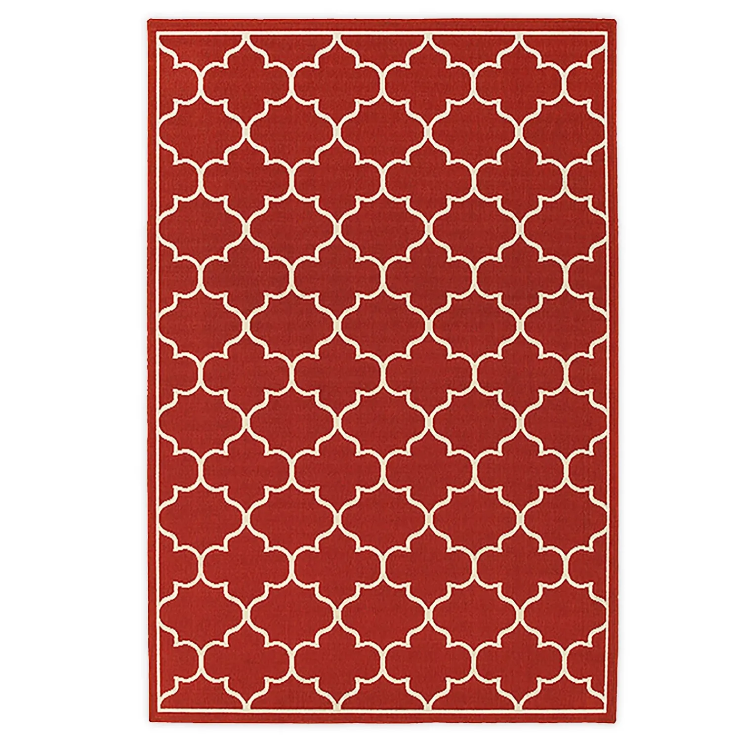 Plow & Hearth Area Rugs>Lexington Quatrefoil Rug, 6'7"x 9'6" Red