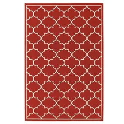 Plow & Hearth Area Rugs>Lexington Quatrefoil Rug, 7'10"Round Red