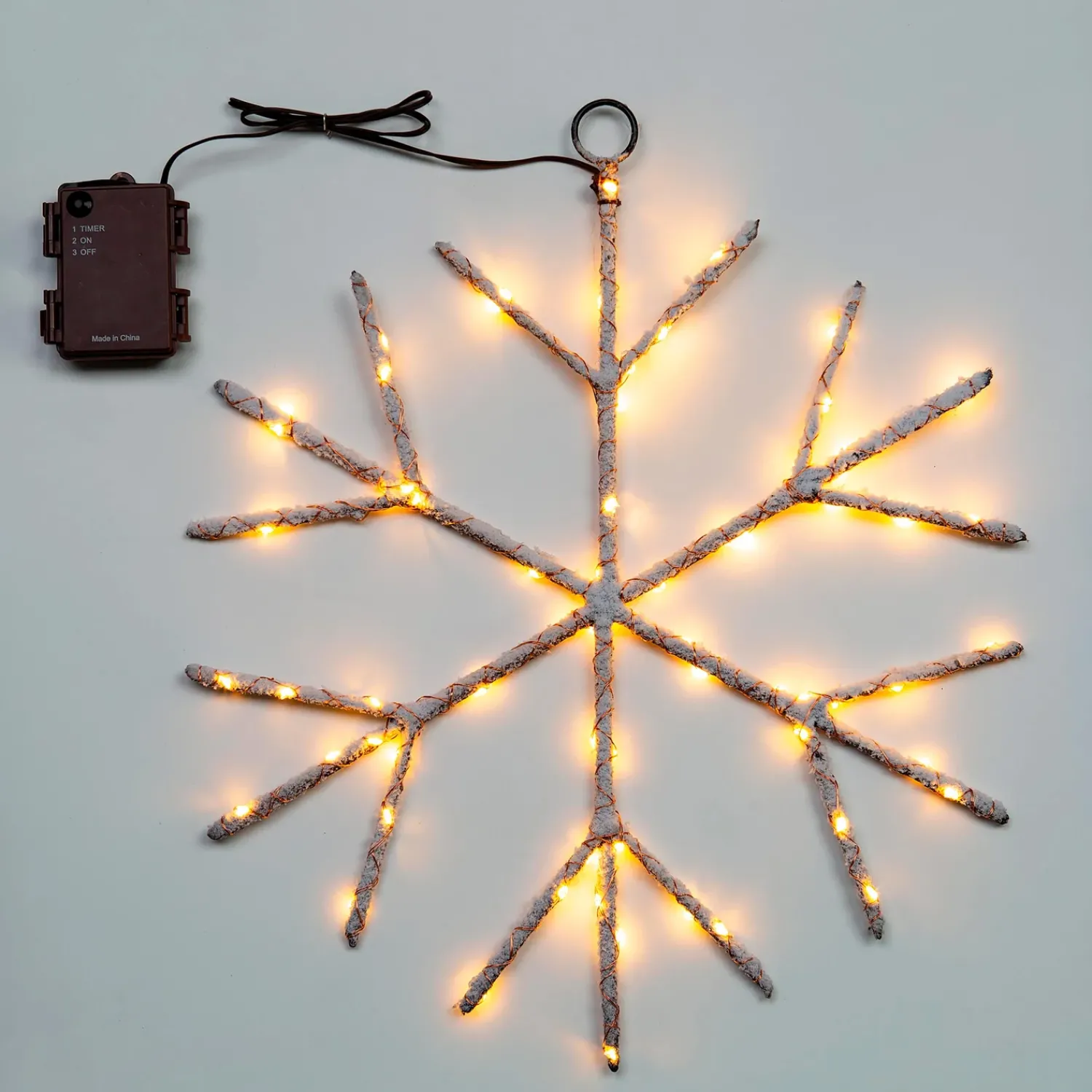 Plow & Hearth Lighted Accents>Lighted Birch Branch Snowflake Hanging Accent Brown