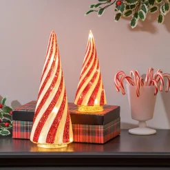 Plow & Hearth Decorative Accents>Lighted Candy Cane Striped Trees, Set of 2