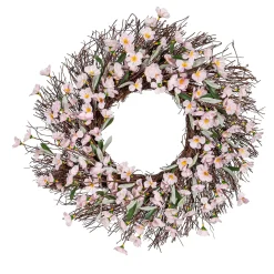 Plow & Hearth Wreaths|Faux Flowers & Plants>Lighted Faux Cherry Blossom Wreath