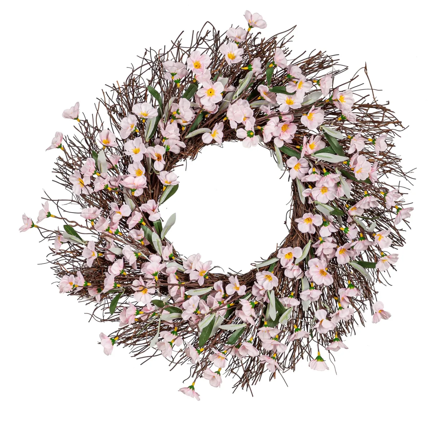 Plow & Hearth Wreaths|Faux Flowers & Plants>Lighted Faux Cherry Blossom Wreath
