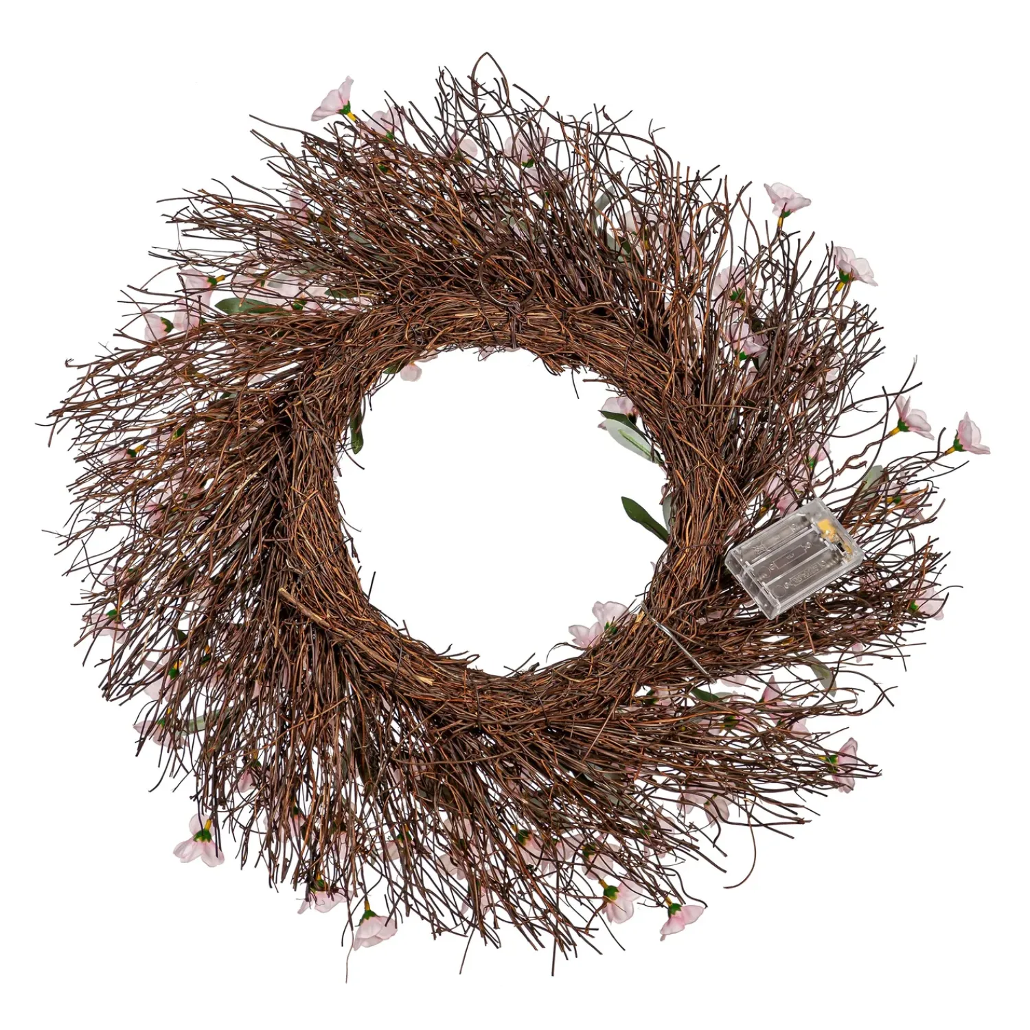 Plow & Hearth Wreaths|Faux Flowers & Plants>Lighted Faux Cherry Blossom Wreath
