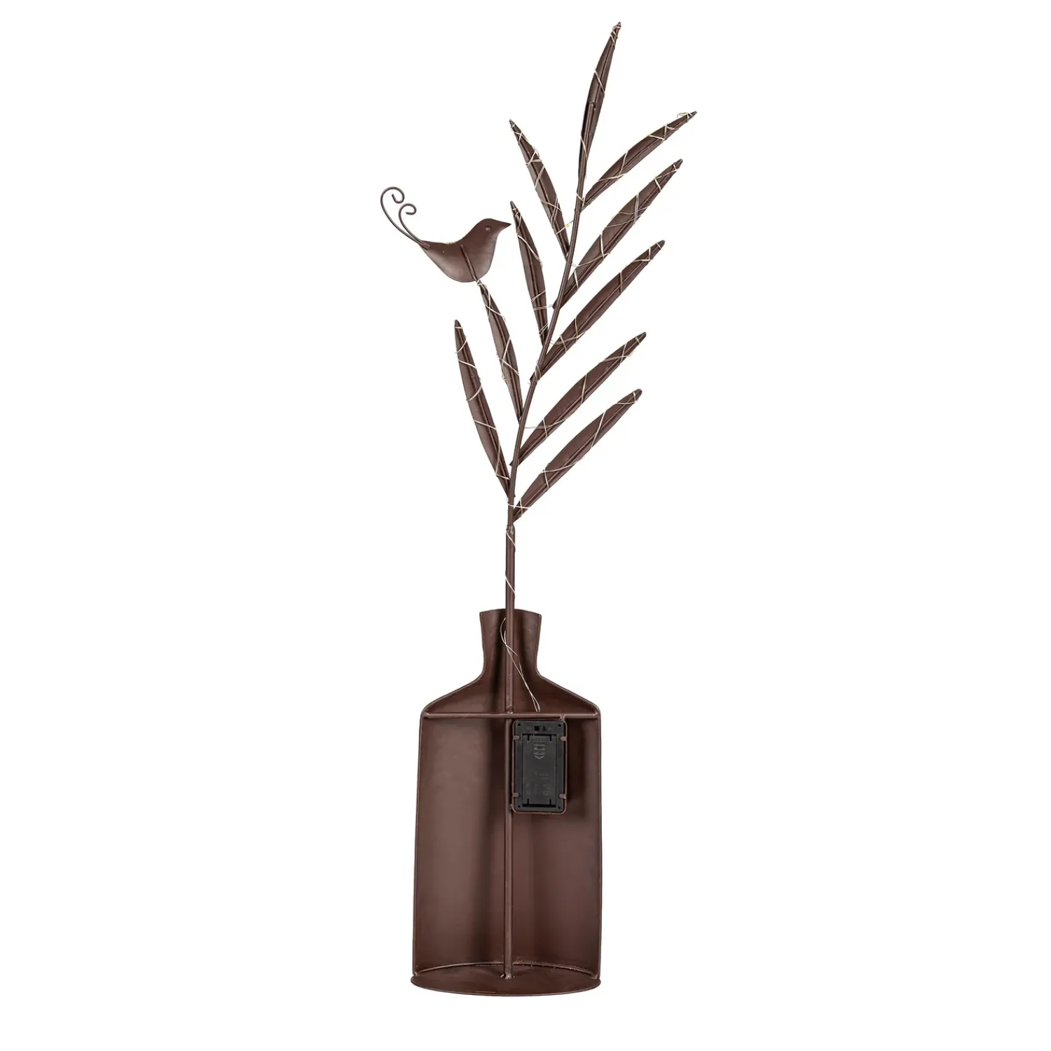 Plow & Hearth Decorative Accents>Lighted Metal Vase with Bird Garden Statue