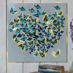 Plow & Hearth Wall Art>Lighted Metallic Butterfly Wall Art