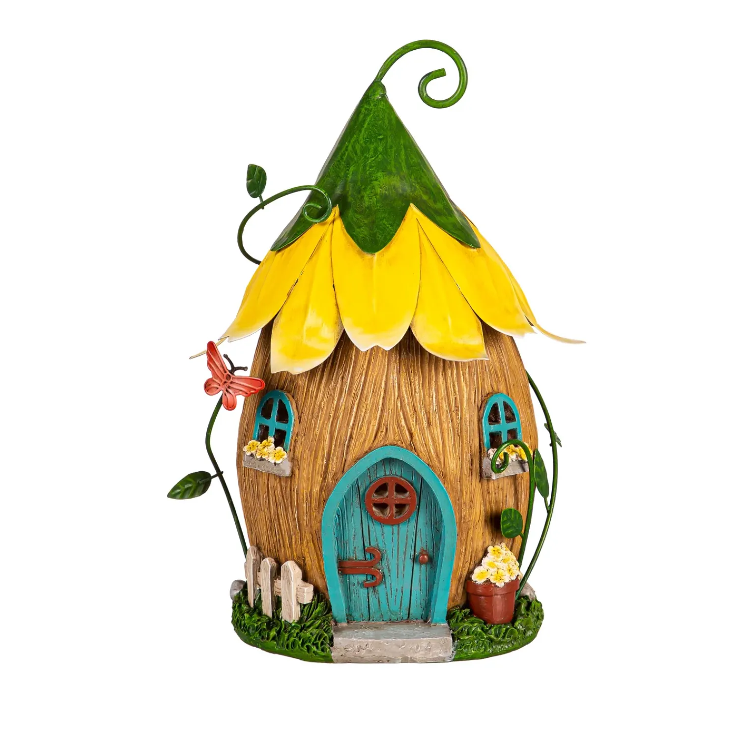 Plow & Hearth Garden Statues>Lighted Yellow Floral Fairy House