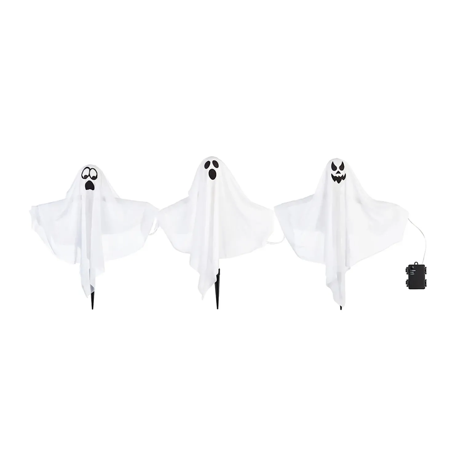 Plow & Hearth Garden Stakes|Lighted Garden Decorations>Light-Up Ghost Trio Path Marker
