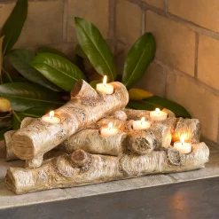 Plow & Hearth Fireplace Candelabras|Candles & Lanterns>Logs Hearth Candle Holder Birch