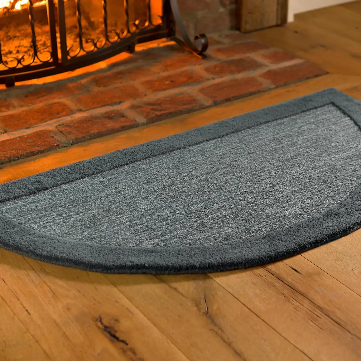 Plow & Hearth Area Rugs|Hearth Rugs>Madrid Banded Half-Round Hearth Rug, 2' x 4'