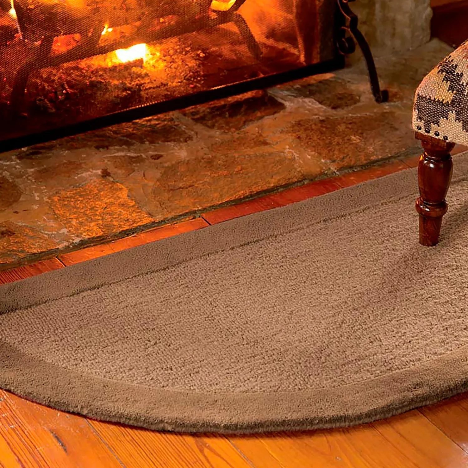 Plow & Hearth Area Rugs|Hearth Rugs>Madrid Banded Half-Round Hearth Rug, 2' x 4'