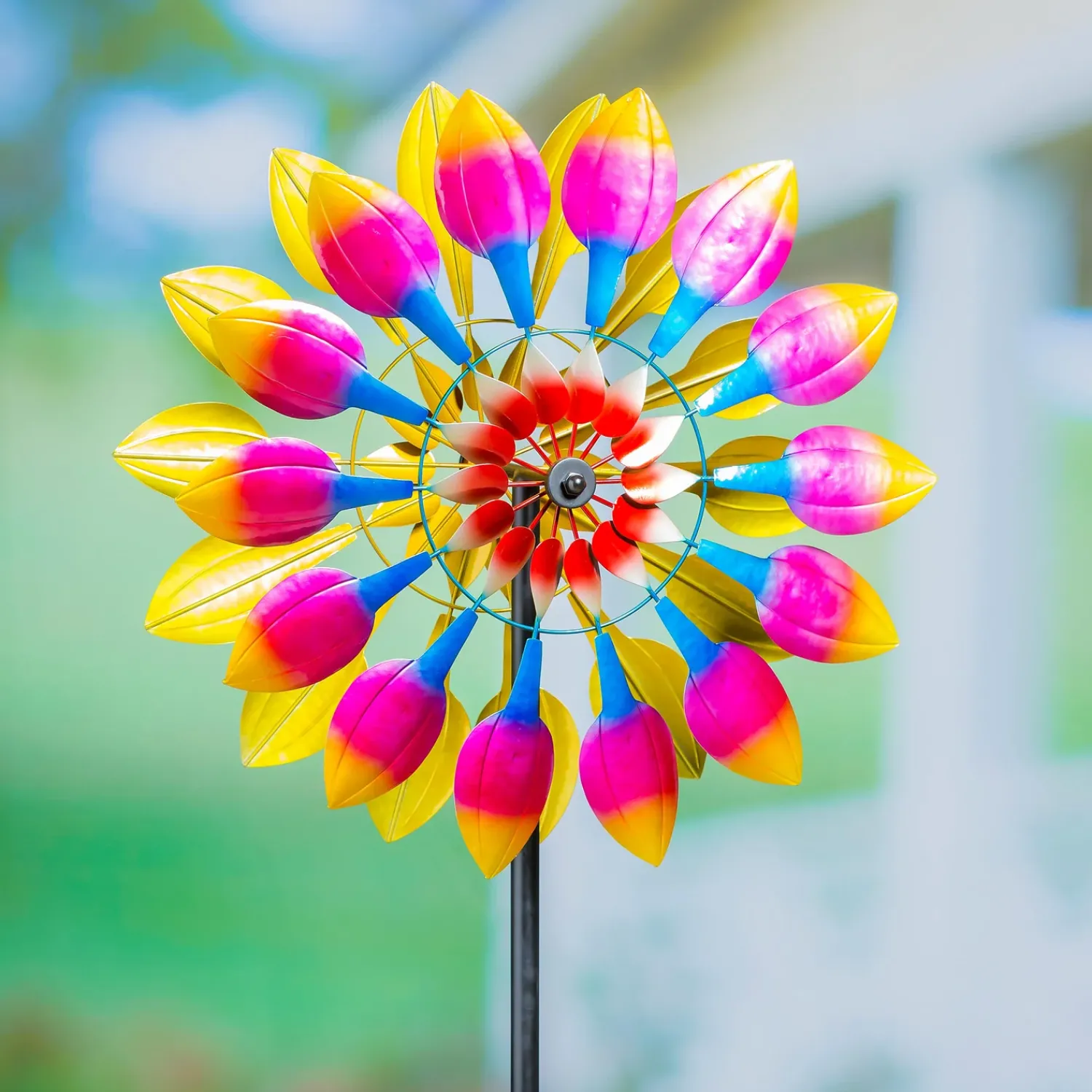 Plow & Hearth Wind Spinners>Magenta Tulip Petals Wind Spinner