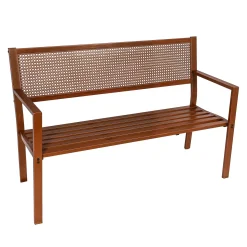 Plow & Hearth Outdoor Benches>Malibu Tubular Steel Bench with Woven Polypropylene Caned Back
