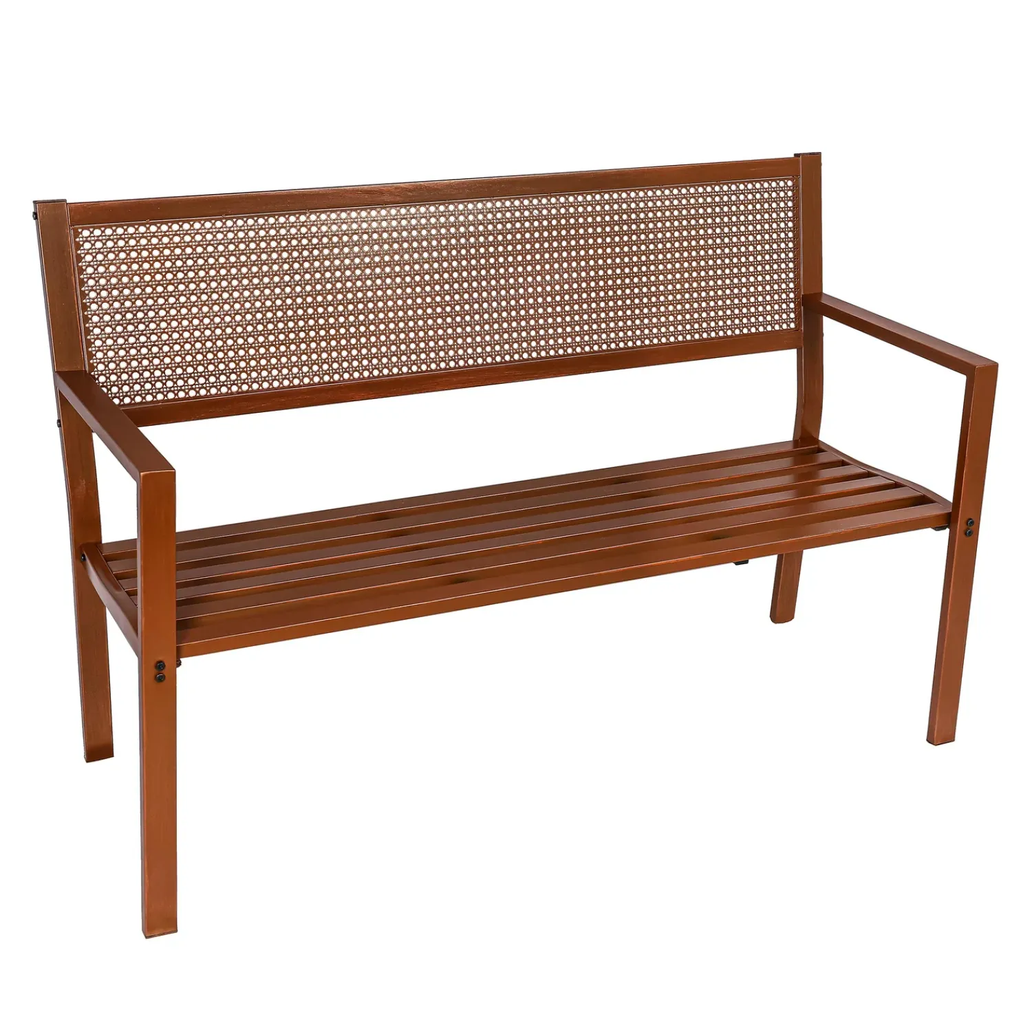 Plow & Hearth Outdoor Benches>Malibu Tubular Steel Bench with Woven Polypropylene Caned Back