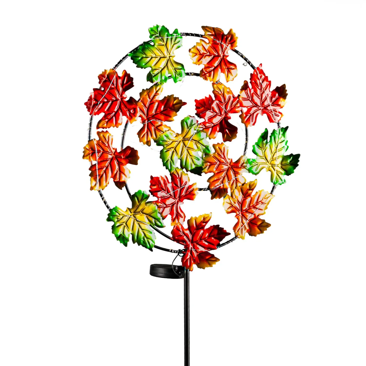 Plow & Hearth Garden Stakes|Solar Accents>Maple Leaves Garden Stake with Solar Chasing Light Effect