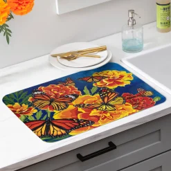 Plow & Hearth Kitchen Linens|Cleaning Supplies>Mariposa Melody Fabric Dish Drying Mat, 20" x 15"