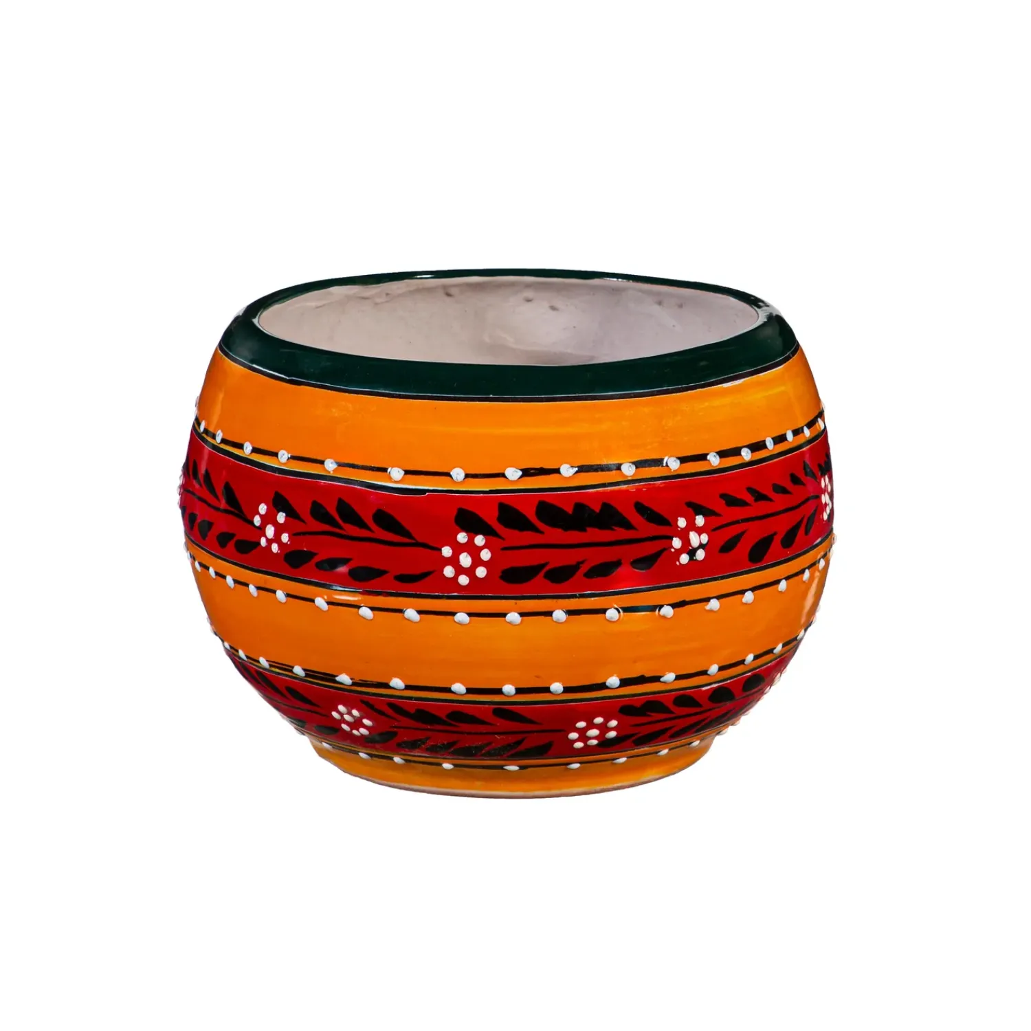 Plow & Hearth Planters & Plant Stands>Medium Orange Authentic Talavera Baul Planter
