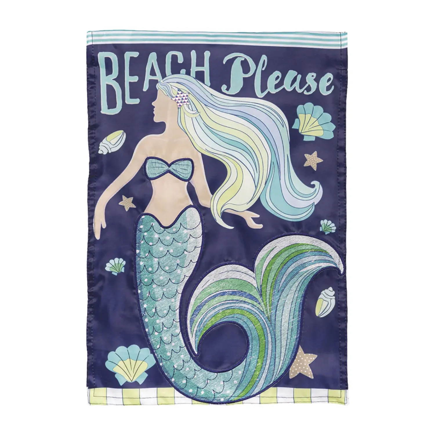 Plow & Hearth Garden Flags>Mermaid Beach Applique Garden Flag
