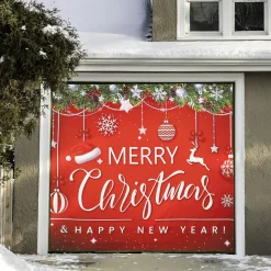 Plow & Hearth Bunting & Banners>Merry Christmas & Happy New Year Single Garage Door Cover