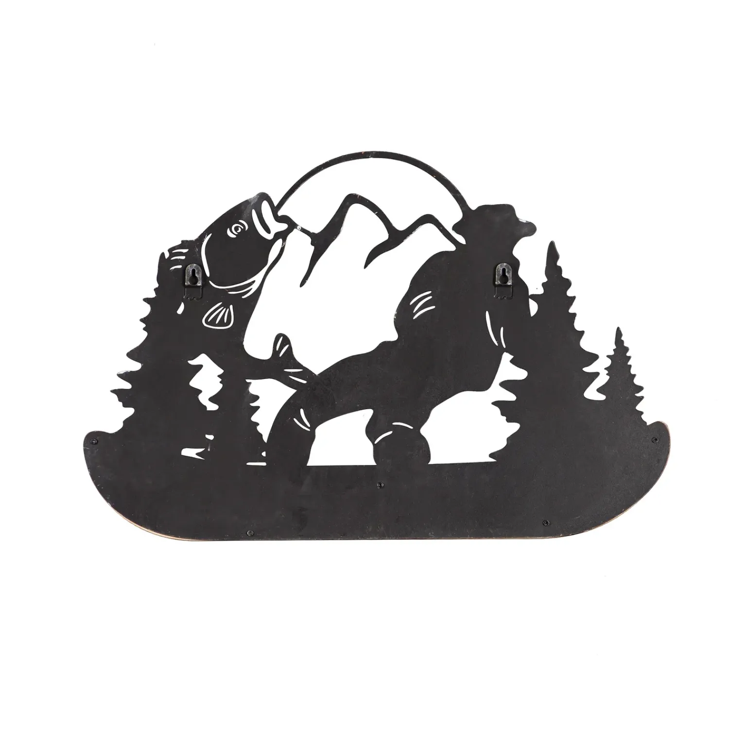 Plow & Hearth Chests & Storage Cabinets|Wall Art>Metal and Wood Mountain Wall Décor with Hooks