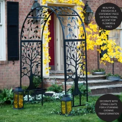 Plow & Hearth Arbors & Trellises>Metal Arched Garden Arbor with Tree of Life Design