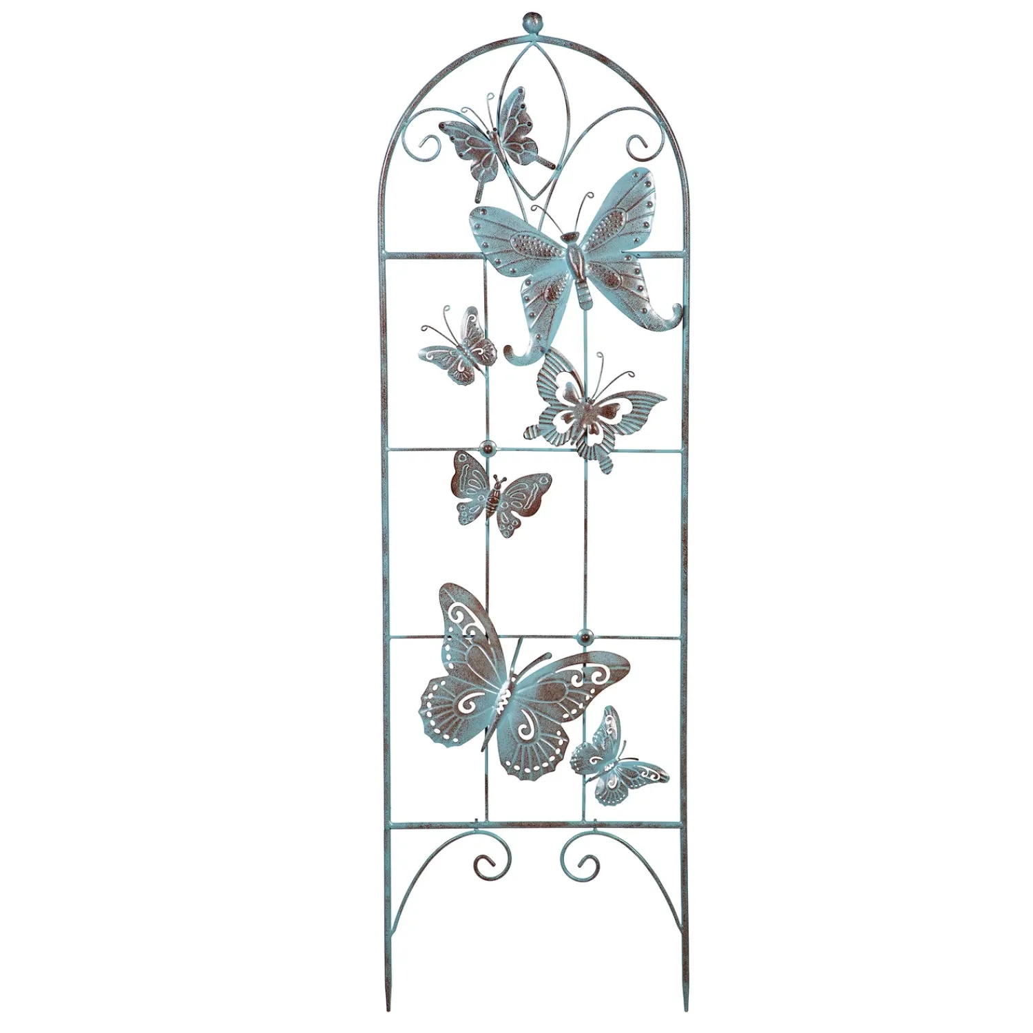 Plow & Hearth Arbors & Trellises>Metal Butterfly Trellis with Verdigis Finishing