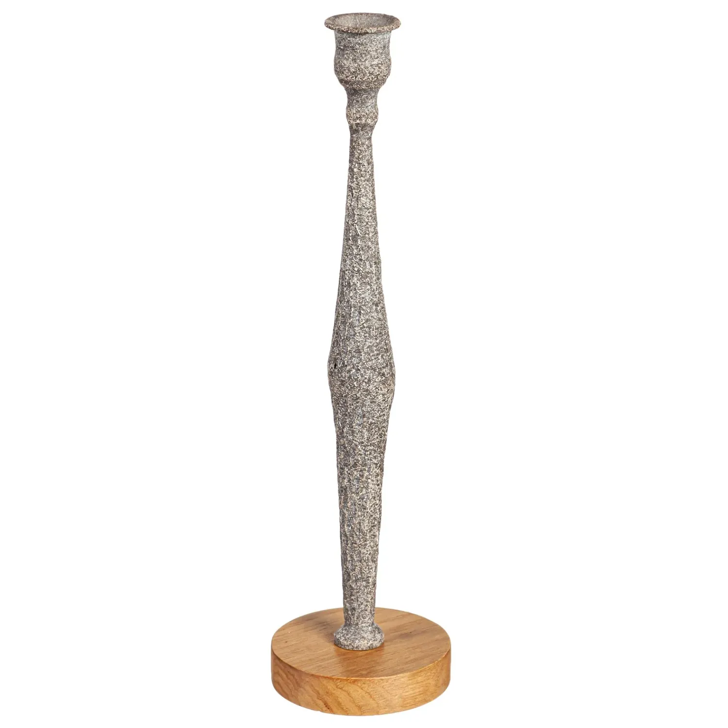 Plow & Hearth Decorative Accents|Candles & Lanterns>Metal Candlestick Holder with Wood Base, Set of 3
